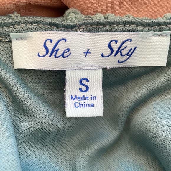 NWOT She + Sky Teal Lace Short Sleeve Sheath Dress - Picture 8 of 9